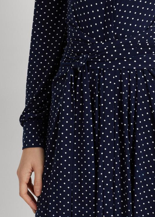 vestido camisero de punto elástico con lunares mujer azul marino/crema Ralph Lauren 2XR2V4054