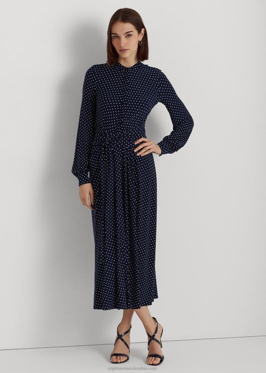 vestido camisero de punto elástico con lunares mujer azul marino/crema Ralph Lauren 2XR2V4446