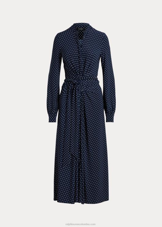 vestido camisero de punto elástico con lunares mujer azul marino/crema Ralph Lauren 2XR2V4446