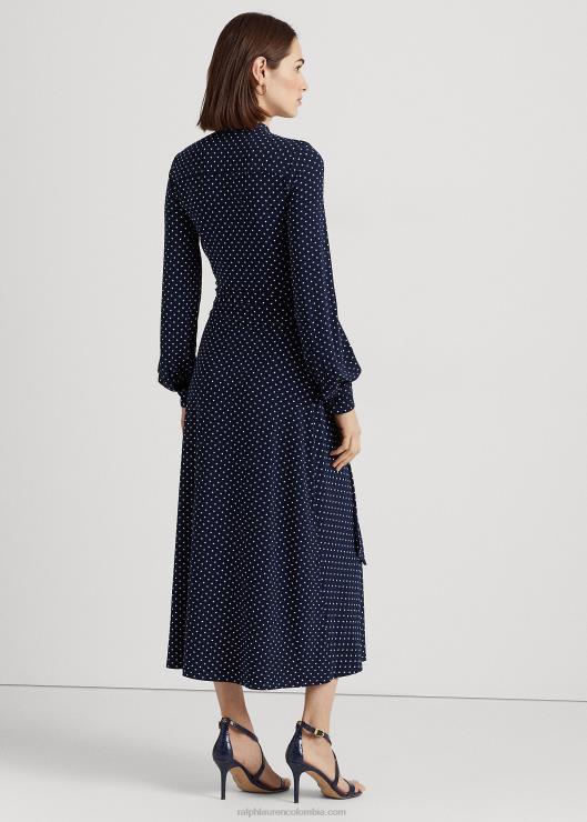 vestido camisero de punto elástico con lunares mujer azul marino/crema Ralph Lauren 2XR2V4446