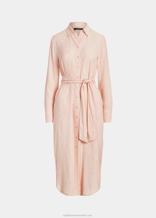 vestido camisero en jacquard con logo y cinturón mujer Rosa palido Ralph Lauren 2XR2V4418