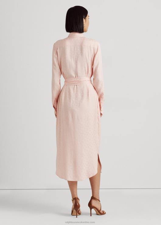 vestido camisero en jacquard con logo y cinturón mujer Rosa palido Ralph Lauren 2XR2V4418