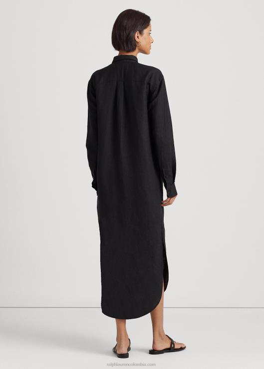 vestido camisero en mezcla de lino mujer negro Ralph Lauren 2XR2V3883