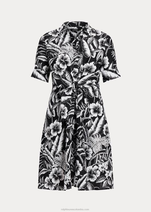 vestido camisero floral con lazo en la parte delantera mujer blanco negro Ralph Lauren 2XR2V4560