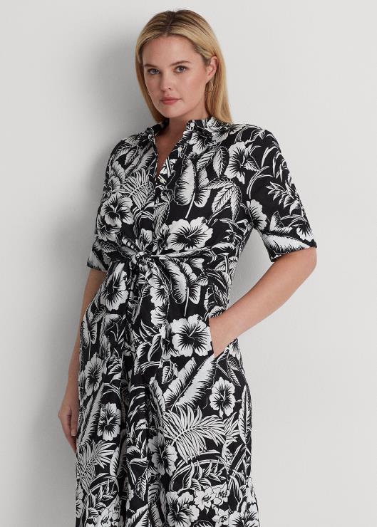vestido camisero floral con lazo en la parte delantera mujer blanco negro Ralph Lauren 2XR2V4560