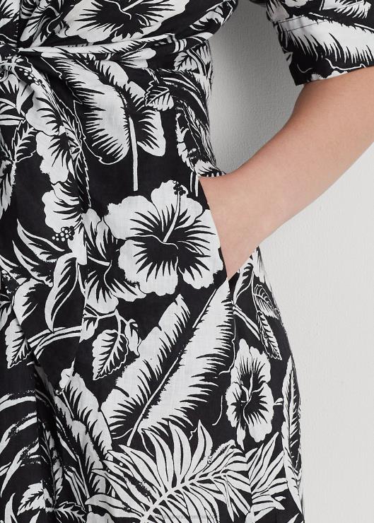 vestido camisero floral con lazo en la parte delantera mujer blanco negro Ralph Lauren 2XR2V4560