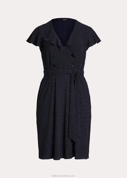 vestido con cinturón y lunares de georgette mujer azul marino/blanco Ralph Lauren 2XR2V4792