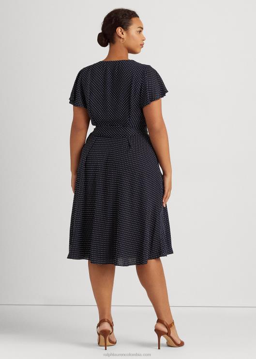 vestido con cinturón y lunares de georgette mujer azul marino/blanco Ralph Lauren 2XR2V4792