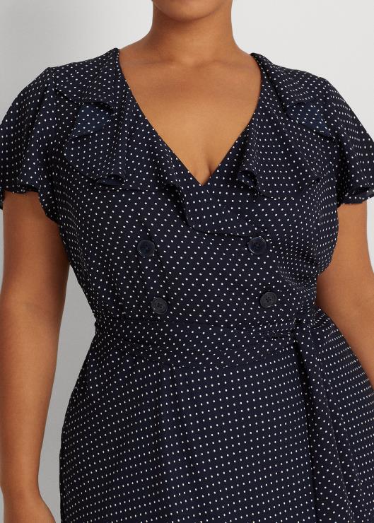 vestido con cinturón y lunares de georgette mujer azul marino/blanco Ralph Lauren 2XR2V4792