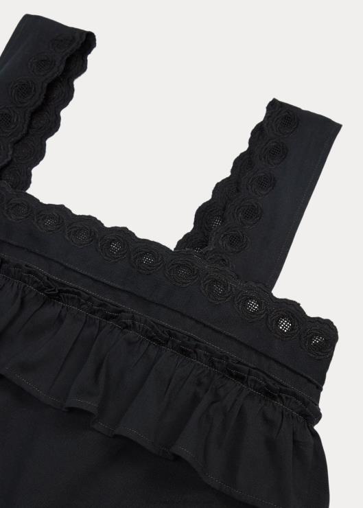 vestido con volantes y bordado de ojales mujer vendimia negro Ralph Lauren 2XR2V3621