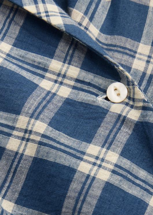 vestido cruzado de gasa de algodón a cuadros mujer azul/crema Ralph Lauren 2XR2V3655