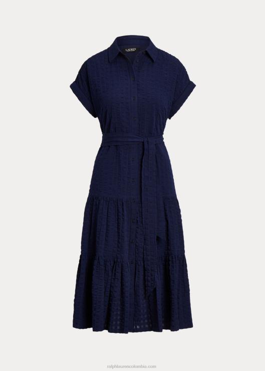 vestido de algodón a cuadros mujer azul marino refinado Ralph Lauren 2XR2V4441