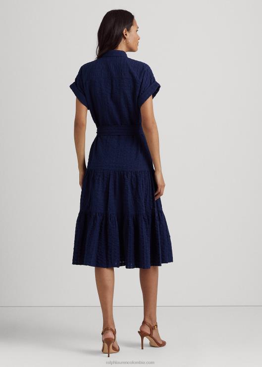 vestido de algodón a cuadros mujer azul marino refinado Ralph Lauren 2XR2V4441