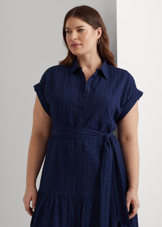 vestido de algodón a cuadros mujer azul marino refinado Ralph Lauren 2XR2V4658