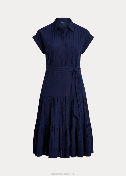 vestido de algodón a cuadros mujer azul marino refinado Ralph Lauren 2XR2V4658