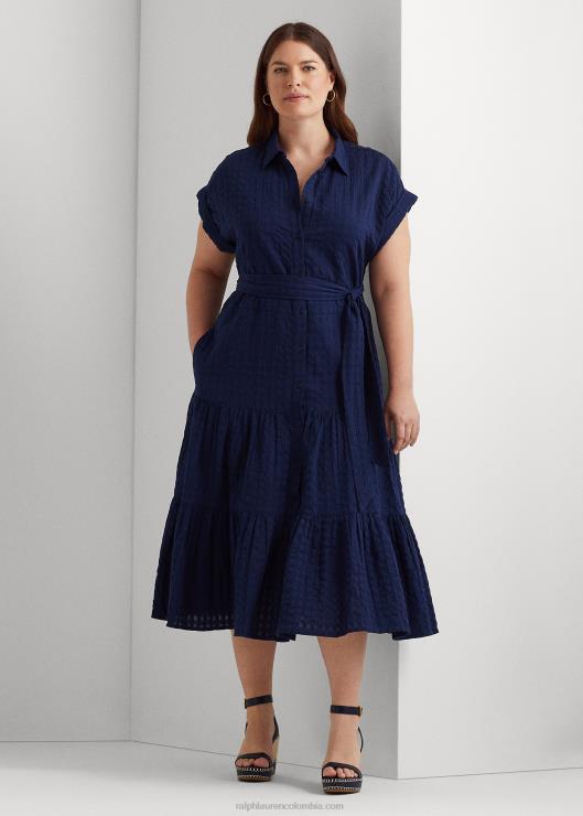 vestido de algodón a cuadros mujer azul marino refinado Ralph Lauren 2XR2V4658