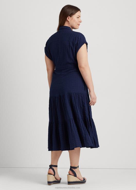 vestido de algodón a cuadros mujer azul marino refinado Ralph Lauren 2XR2V4658