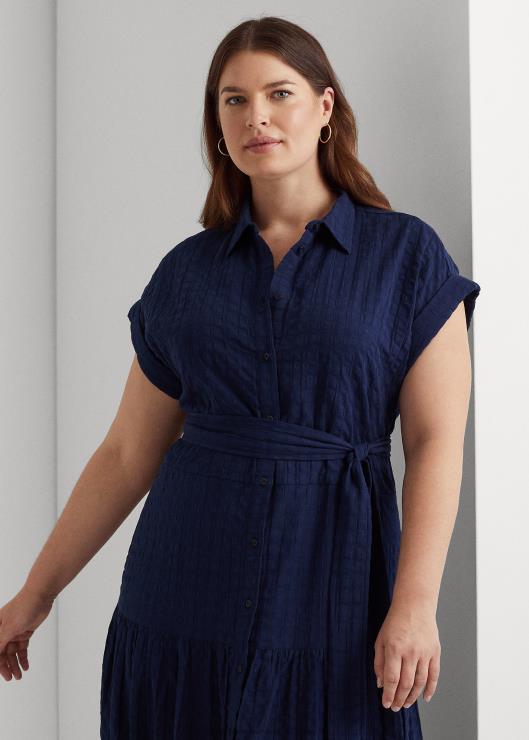 vestido de algodón a cuadros mujer azul marino refinado Ralph Lauren 2XR2V4658