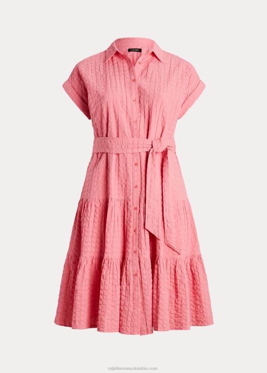vestido de algodón a cuadros mujer rosa junto a la piscina Ralph Lauren 2XR2V4657