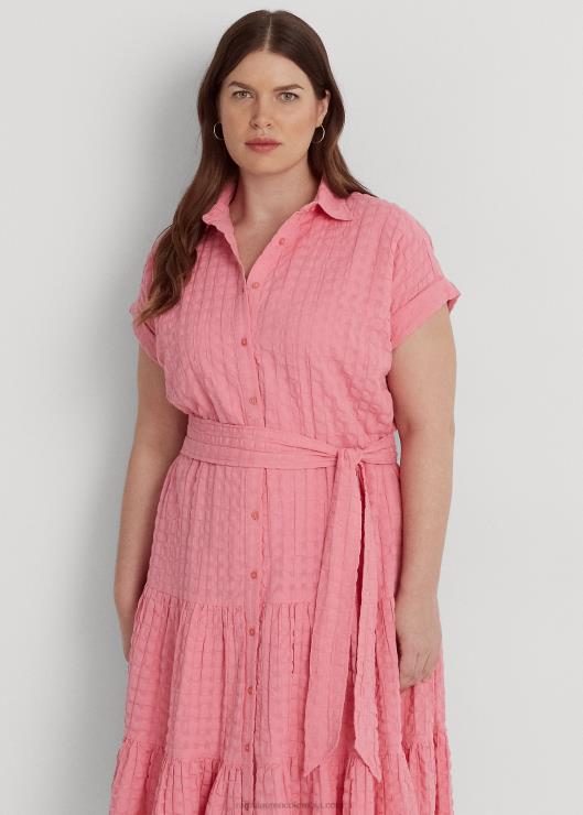 vestido de algodón a cuadros mujer rosa junto a la piscina Ralph Lauren 2XR2V4657