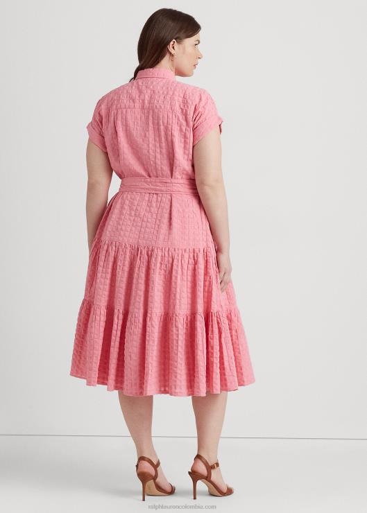 vestido de algodón a cuadros mujer rosa junto a la piscina Ralph Lauren 2XR2V4657