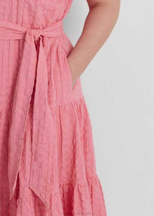 vestido de algodón a cuadros mujer rosa junto a la piscina Ralph Lauren 2XR2V4657