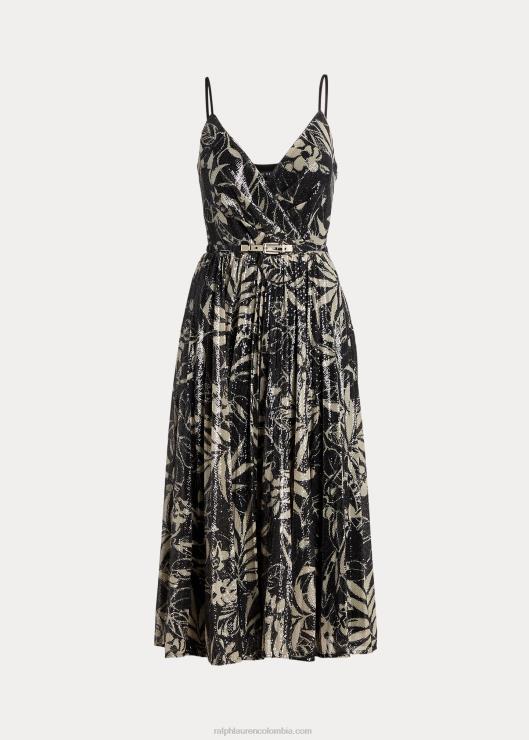 vestido de cóctel con estampado de lentejuelas mujer negro/tostado Ralph Lauren 2XR2V9534