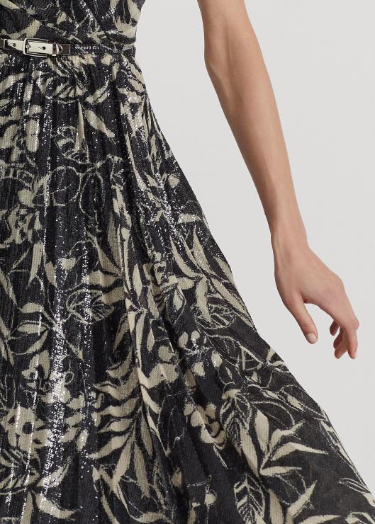 vestido de cóctel con estampado de lentejuelas mujer negro/tostado Ralph Lauren 2XR2V9534