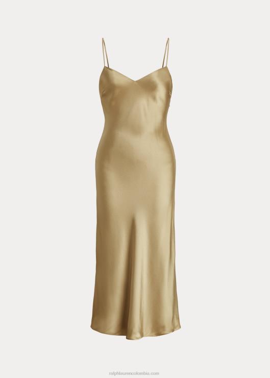 vestido de cóctel corto de satén evelyn mujer bronce Ralph Lauren 2XR2V9284
