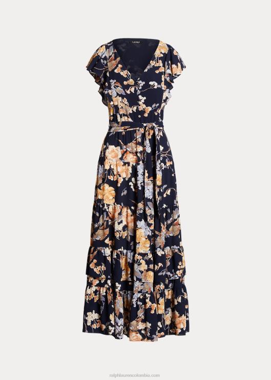 vestido de crepé con motivo floral mujer azul marino multi Ralph Lauren 2XR2V4096