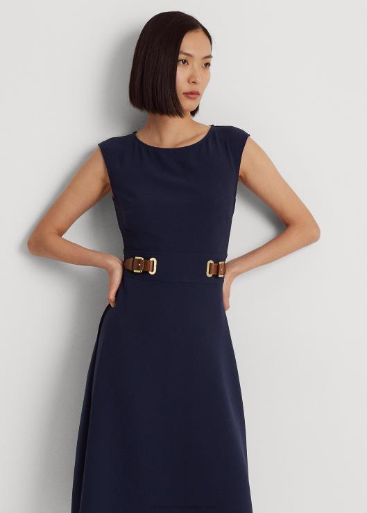 vestido de crepé con ribete de hebilla mujerRalph Lauren 2XR2V4840