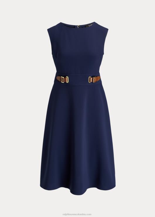 vestido de crepé con ribete de hebilla mujerRalph Lauren 2XR2V4840