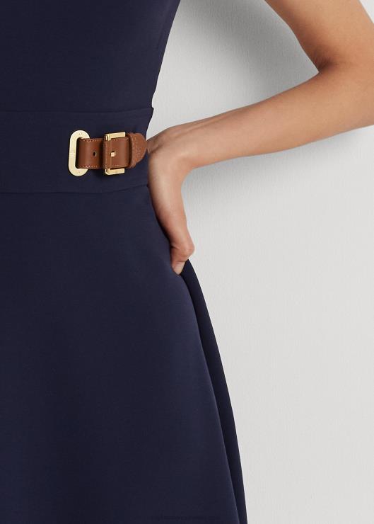 vestido de crepé con ribete de hebilla mujerRalph Lauren 2XR2V4840