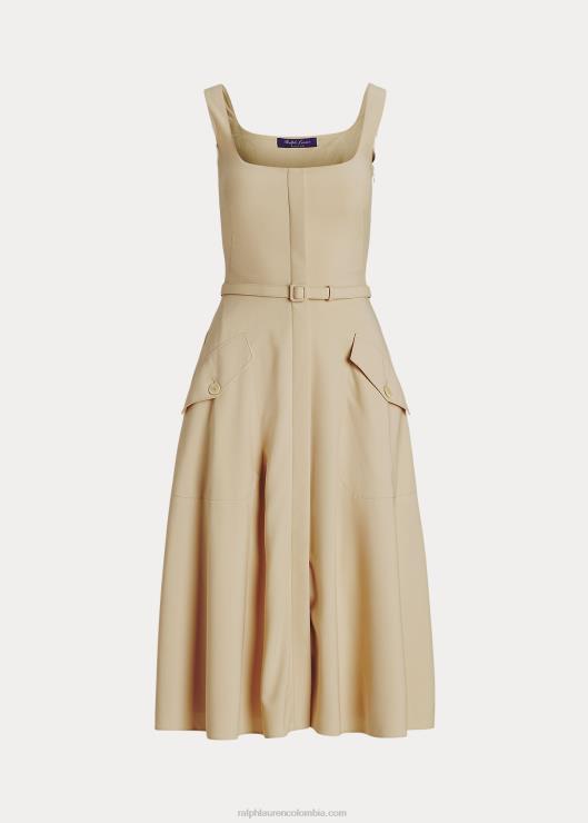 vestido de día de gabardina de lana semira mujer arena Ralph Lauren 2XR2V9299
