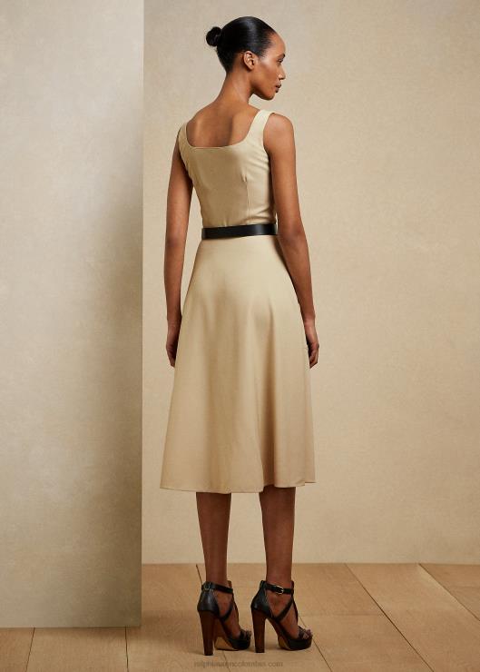 vestido de día de gabardina de lana semira mujer arena Ralph Lauren 2XR2V9299
