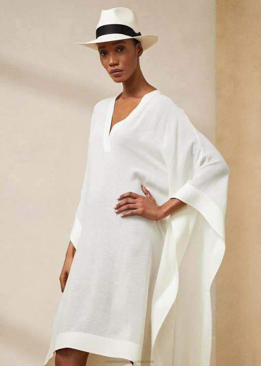 vestido de día gaelle de gasa de lino mujer crema de lujo Ralph Lauren 2XR2V9310