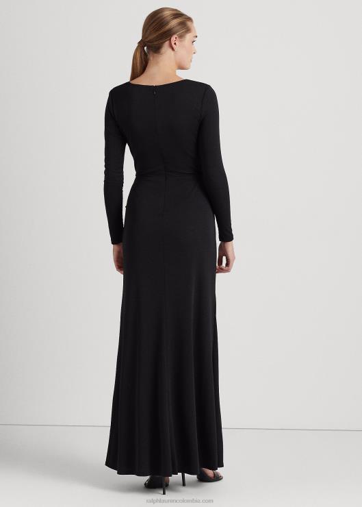 vestido de fiesta con ribete de volantes mujer negro Ralph Lauren 2XR2V9585