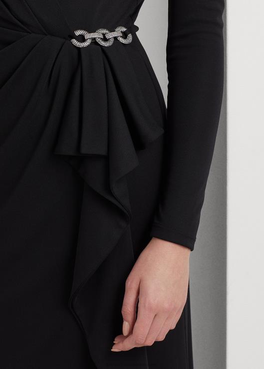 vestido de fiesta con ribete de volantes mujer negro Ralph Lauren 2XR2V9585