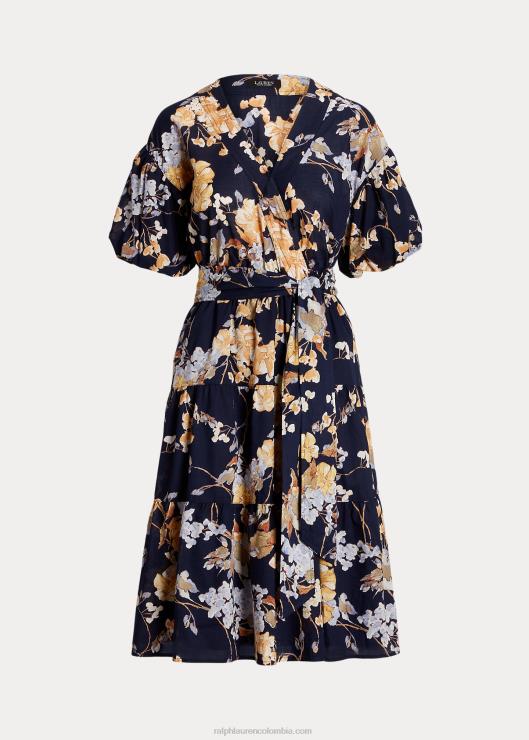 vestido de gasa de algodón con cinturón floral mujer azul marino multi Ralph Lauren 2XR2V4412