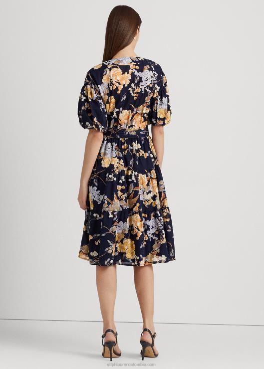vestido de gasa de algodón con cinturón floral mujer azul marino multi Ralph Lauren 2XR2V4412