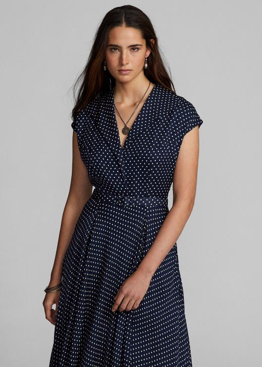 vestido de georgette con motivo de lunares mujer azul marino/crema Ralph Lauren 2XR2V3667