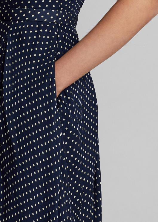 vestido de georgette con motivo de lunares mujer azul marino/crema Ralph Lauren 2XR2V3667