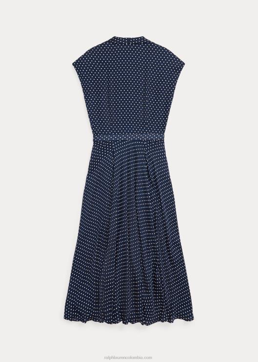vestido de georgette con motivo de lunares mujer azul marino/crema Ralph Lauren 2XR2V3667