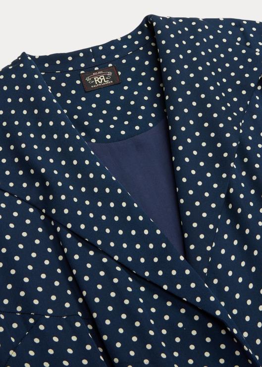 vestido de georgette con motivo de lunares mujer azul marino/crema Ralph Lauren 2XR2V3667
