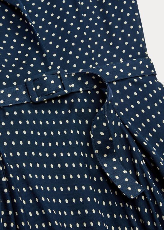 vestido de georgette con motivo de lunares mujer azul marino/crema Ralph Lauren 2XR2V3667