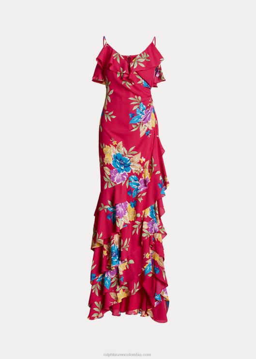 vestido de georgette floral a capas mujer rosa multi Ralph Lauren 2XR2V3913
