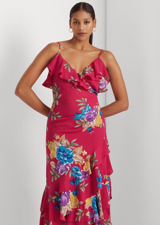 vestido de georgette floral a capas mujer rosa multi Ralph Lauren 2XR2V3913