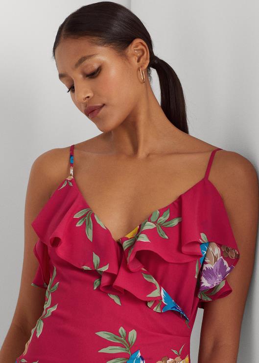 vestido de georgette floral a capas mujer rosa multi Ralph Lauren 2XR2V3913