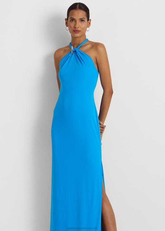 vestido de jersey con cuello halter mujer océano resplandeciente Ralph Lauren 2XR2V3911