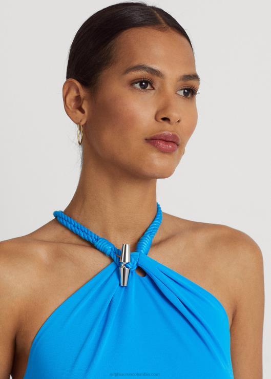 vestido de jersey con cuello halter mujer océano resplandeciente Ralph Lauren 2XR2V3911